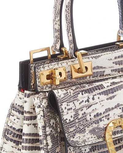 Valentino Rockstud Alcove Small Snake-Embossed Leather Satchel Women - Image 3