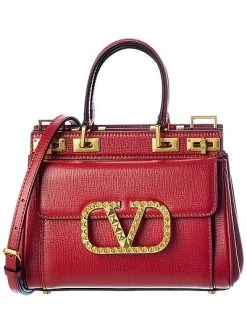 Valentino Rockstud Alcove Small Grainy Leather Satchel Women