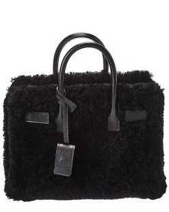 Saint Laurent C De Jour Nano Shearling & Leather Satchel Women