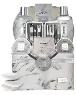 Lovery Premium 25pc Massage Kit, White Marble Beauty And Self Care Spa Set With Stones Women