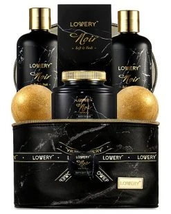 Lovery Deluxe Noir Bath And Body Kit With 24 Karate Gold Bath Bombs - Relaxing Spa Bag Women
