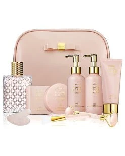 Lovery Luxury Enchanted Rose Bath & Body Beauty Kit With Leather Bag, Jade Roller & More Women