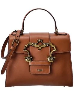 MOSCHINO Baroque Buckle Large Leather Satchel Women