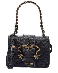 MOSCHINO Door Knocker Mini Embossed Leather Crossbody Women