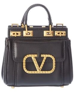 Valentino Rockstud Alcove Micro Grainy Leather Satchel Women