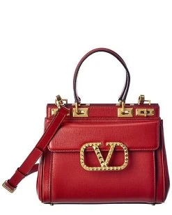 Valentino Rockstud Alcove Medium Grainy Leather Satchel Women