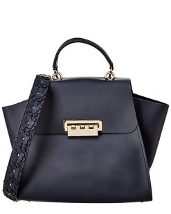 Zac Posen Eartha Iconic Top Handle Floral Strap Leather Satchel Women
