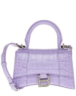 Balenciaga Hourglass XS Croc-Embossed Leather Top Handle Satchel Women