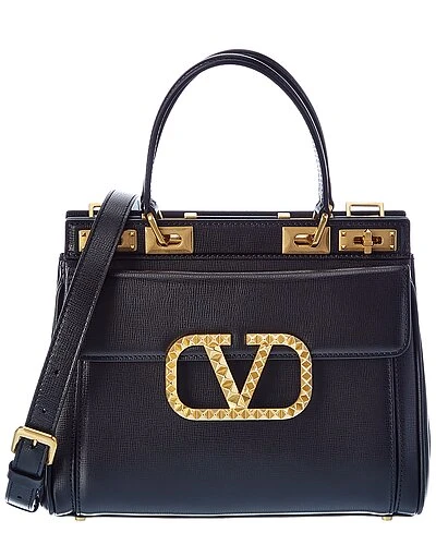 Valentino Rockstud Alcove Medium Grainy Leather Satchel Women
