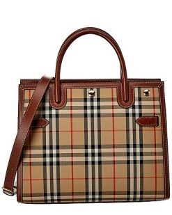 Burberry Small Vintage Check & Leather Tote Women