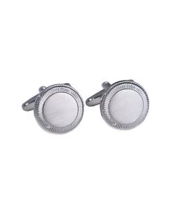 Bey-Berk Rhodium Plated Round Cufflinks In Satin Finish Men