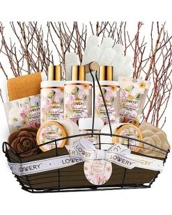 Lovery Vanilla Coconut Bath And Body Gift Set, 13pc Home Spa Birthday Basket Women