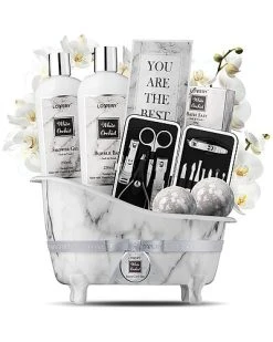Lovery White Orchid Self Care Bath Gift Basket, 20pc Beauty & Personal Care Kit Women