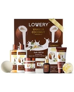 Lovery Bath & Body Spa Gift Set For Women & Men, 10pc Vanilla Coconut Body Care