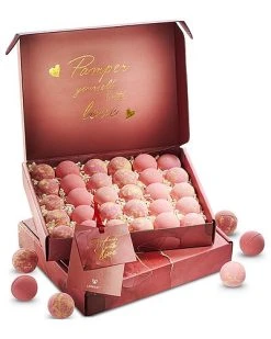Lovery Handmade Bath Bomb Gift Set, 30pc Bubble Bath Fizzy In Rose Petal, Jasmine, Grapefruit Scents Women