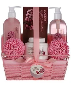 Lovery Cherry Blossom Bath & Body Gift Set, 7pc Self Care Home Spa Kit Women