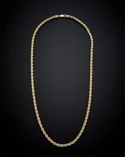 14K Italian Gold Hollow Rope Chain Necklace Men