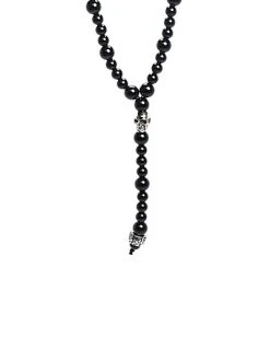 Jean Claude Stainless Steel Black Agate Necklace Men