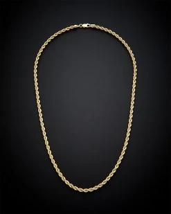 14K Italian Gold Hollow Rope Chain Necklace Men