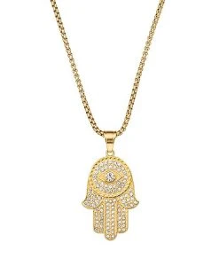 Eye Candy LA The Bold Collection Titanium CZ Jasper Necklace Men