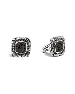 John Hardy Classic Silver Gemstone Square Cufflinks Men