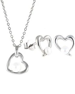 Splendid Pearls Ver 3-5mm Freshwater Pearl Earrings & Necklace Set Set Men