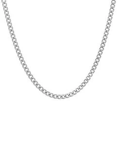 Adornia Rhodium Plated Cuban Chain Necklace Men