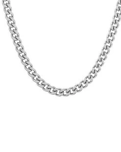 Adornia Rhodium Plated Cuban Chain Necklace Men