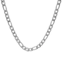 Adornia Rhodium Plated Figaro Chain Necklace Men