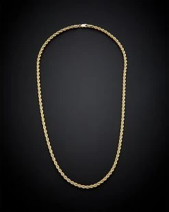 14K Italian Gold Hollow Rope Chain Necklace Men