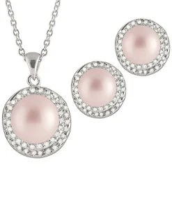 Splendid Pearls Ver 8.5-9mm Freshwater Pearl Necklace & Earrings Set Men
