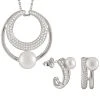 Splendid Pearls Ver 7-8mm Freshwater Pearl & CZ Drop Earrings & Necklace Set Men