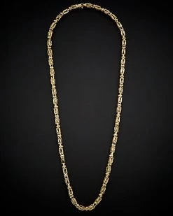 14K Italian Gold Men's Fancy Square Byzantine Necklace