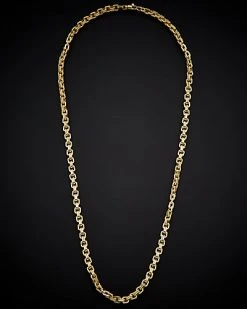 14K Italian Gold Square Link Necklace Men