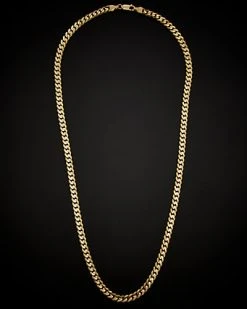 14K Italian Gold Solid Curb Link Necklace Men