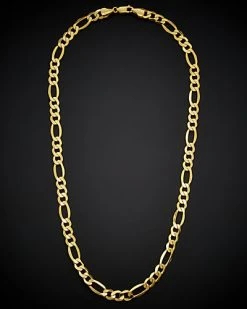 14K Italian Gold Solid Figaro Necklace Men