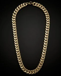 14K Italian Gold Semi-Solid Curb Link Necklace Men