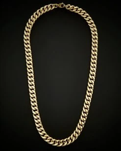 14K Italian Gold Semi Solid Curb Link Necklace Men